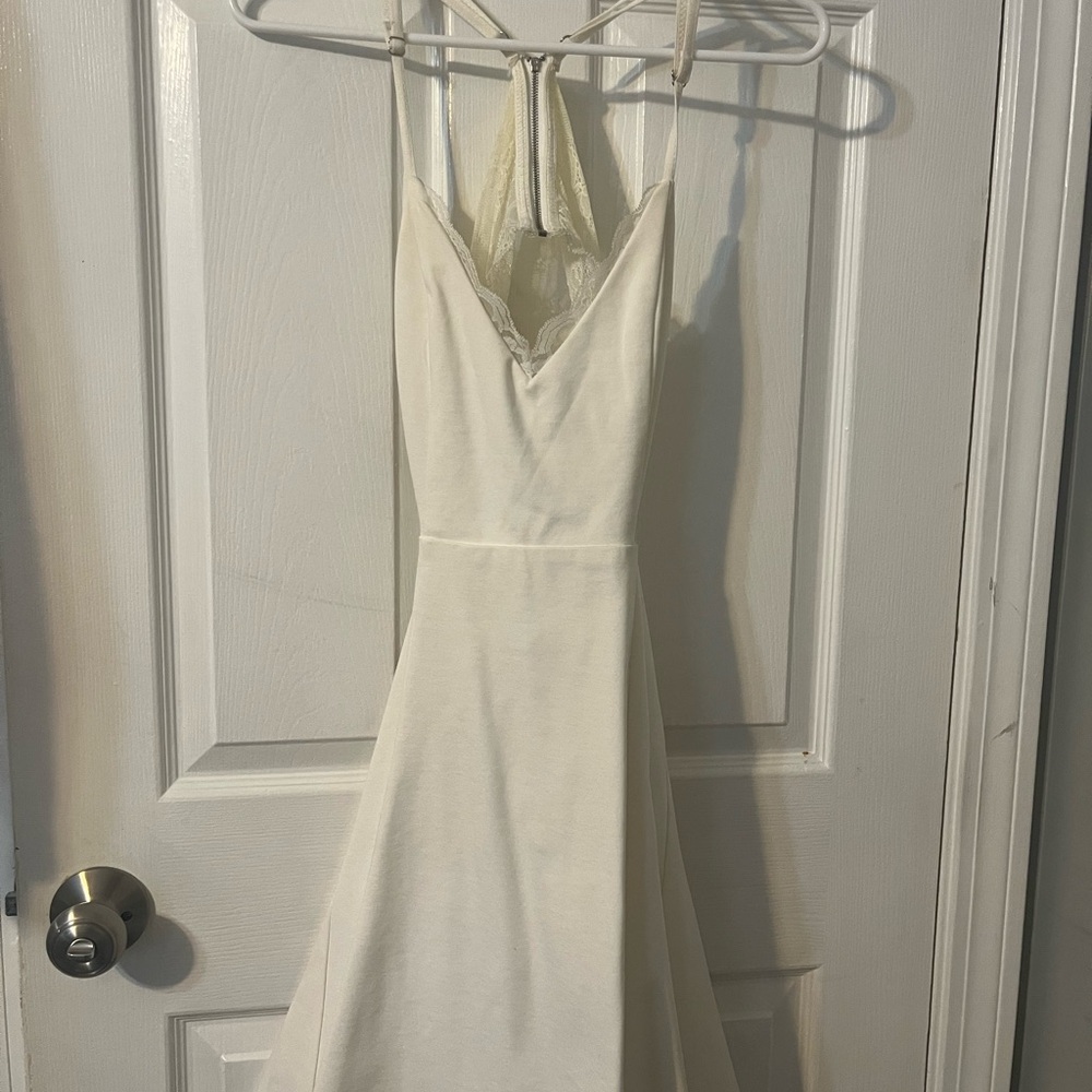 Lush Cream Backless Halter Dress